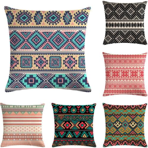 National Stripe Bohemian Style Geometric Home Decorative Throw Pillow Covers Linen Ethnic Cushion Cover Case 45cm*45cm