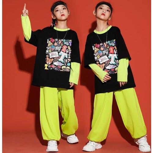 Kids Jazz Dance Costumes Long Sleeve Hip Hop Suit Modern Street Dance Performance Clothing Kids Catwalk Show Outfits DWY4701