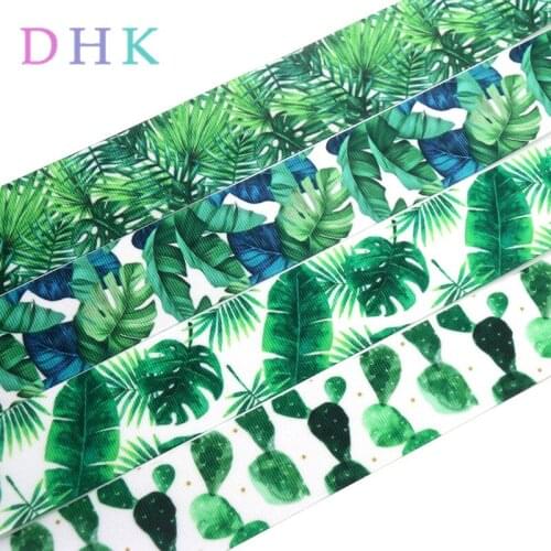 DHK 1.5'' 10yards tropical leaf cactus printed grosgrain Ribbon Accessory hairbow headwear decoration Wholesale OEM 38mm B1678