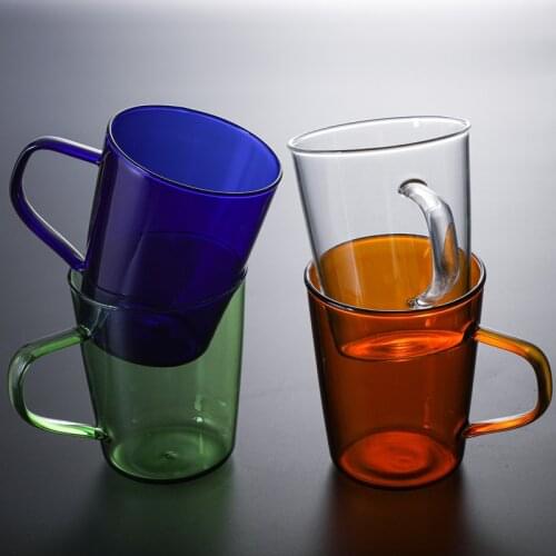 Home day with creative glass colored coffee cup milk cup breakfast cup teacup mugs coffee cups drinkware Breakfast cup