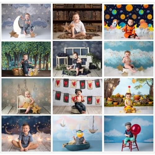 Birthday Photography Background Watercolor Painting Boys Prince Newborns Kids Baby Shower Cake Smash Photo Backdrop Studio Props