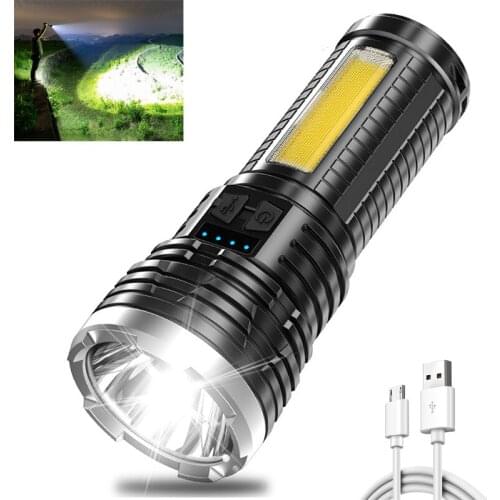 20000LM Flashlight Rechargeable Super Bright Flashlights LED Tactical Torch with Cob Sidelight, Waterproof Camping