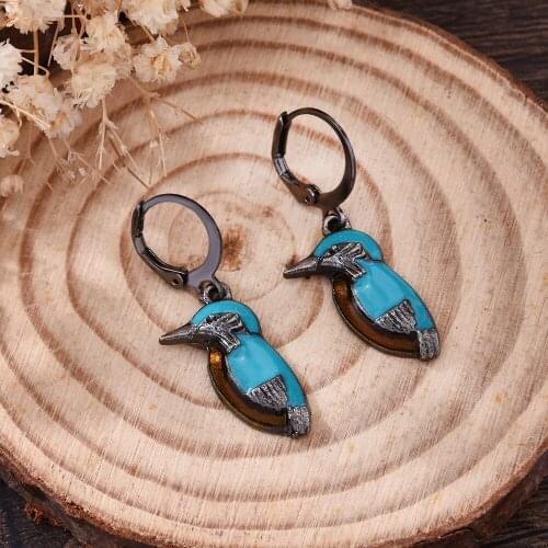 Retro Green Zircon Earrings Cute Animal Bird Long Chain Female Hanging Earrings Dance Party Fashion Accessories Ladies Gifts