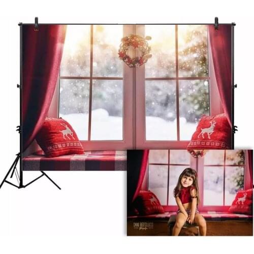 HUAYI Christmas Backdrop Christmas Xmas Window Holiday Family Photography Backdrops Studio Child Baby Photo Background XT-6112