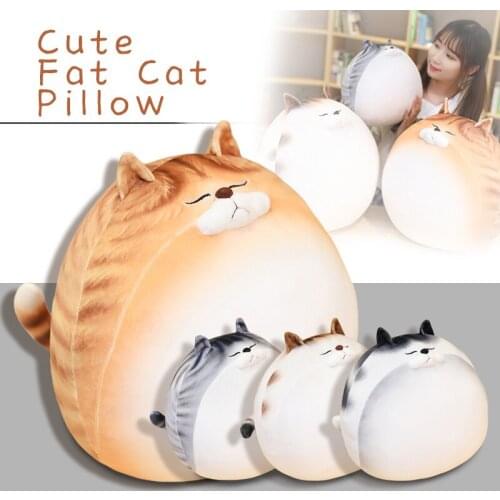 Kawaii Cat Pillow With Zipper Soft Plush Stuffed Doll Cartoon Kitten Doll Funny Cat Toys Cute Pillow Cushions Kids Gift