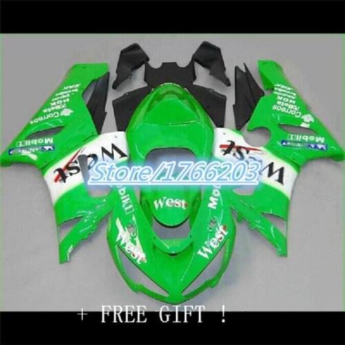 Injection mold Fairing kit for KAWASAKI Ninja ZX6R 636 05 06 ZX 6R 2005 2006 zx6r greenl black Fairings set