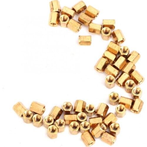 50Pcs M3*6mm Brass Spacers Hex Nut Spacing Screw Brass Threaded Pillar PCB Computer PC Motherboard Standoff Spacer Kit