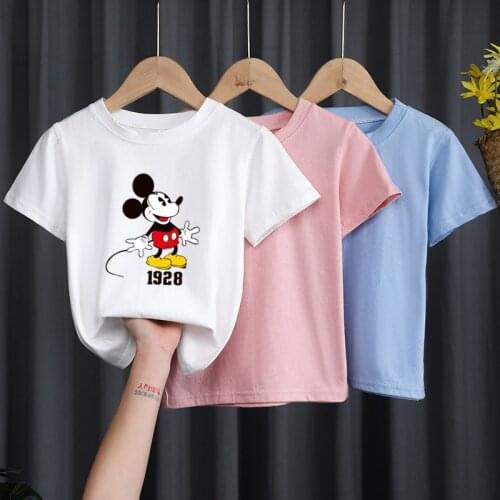 Summer Childrens Cartoon T-shirt Baby Cotton Short Sleeve Shirt Boys Girls Half Sleeve Tops Tee Disney Mickey Print Clothing