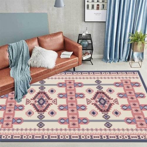 Morocco Ethnic Style Pink Geometric Carpet For Bedroom Sofa Rug Modern Living Room Bedside Mat Lounge Mat Dining Table Rug