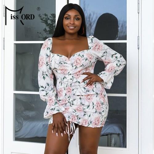 Missord Summer 2021 Plus Size Mini Floral Dress Print Sexy Women Bodycon Backless Party Short Dresses Elegant Beach Casual Curve