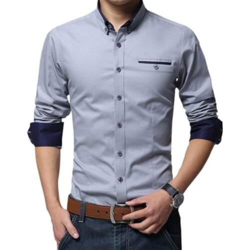 Fashion Men Solid Color Long Sleeve Turn Down Collar Shirt Slim Blouse Tops 2020