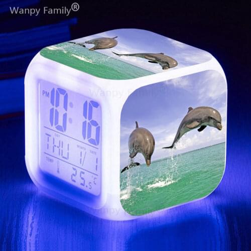 Sea world Shark LED Alarm Clock 7 Color Glowing Digital Alarm Clock For Kids Gift Multifunction Flash Touch Watches Clock