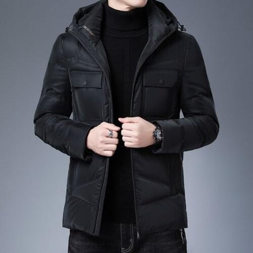 2021 Winter New Arrivals Mens Fashion Hooded Business Casual Down Coat Male Casual Classic Brand Thick Warm Windbreaker Jacket