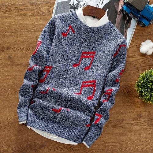 2019 Mens Autumn and Winter Trend Round Neck Wild Knit Bottoming Shirt New Sweater, Personalized Print Pullover