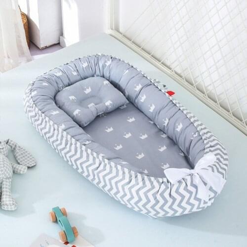 Soft Cotton Baby Bed With Pillow Portable Baby Nest Crib Travel Bed Infant Cradle Washable Bebe Bed Bassinet Bumper 85*50 cm
