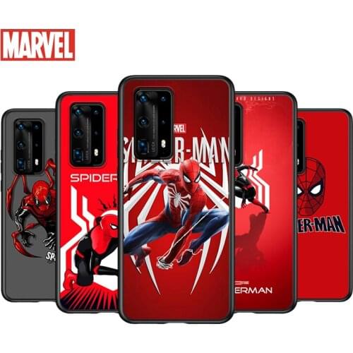 Soft TPU Cover Cool Marvel Spiderman Logo For Huawei P40 P30 P20 Pro P10 P9 P8 Lite RU E Mini Plus 2019 2017 Black Phone Case