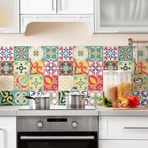 Pack 36 tile size 10x10 cm - Made in Italy-PVC bathroom & kitchen Stickers Design - Valencia