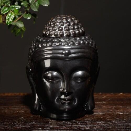 Zen Yoga Set Ceramic Aromatherapy Oil Burner Buddha Head Aroma Essential Oil Diffuser Indian Incense Buddha Tibetan Incense Base