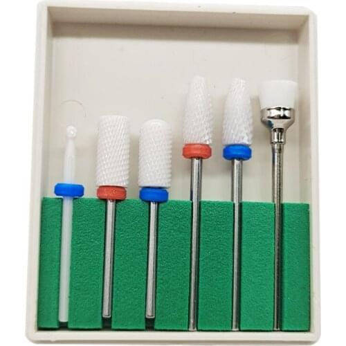 Combined Milling Cutters Set for Manicure , Ceramic Nail Drill Bits Kit Electric Removing Gel Polishing Tools