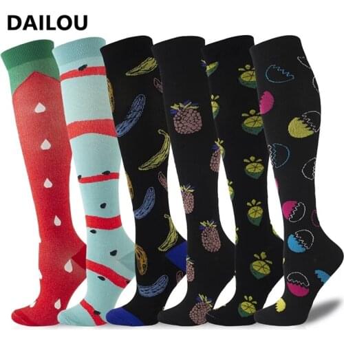 New high quality Compression Socks Men Women Cartoon Funny Novelty Fruit Prevention Varicose Veins Nursing Compression Socks