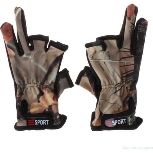 New 1 Pair Fishing Gloves 3 Cut Finger Slit Outdoor Sports Anti Slip Breathable Camouflage Hot Sale Drop Ship