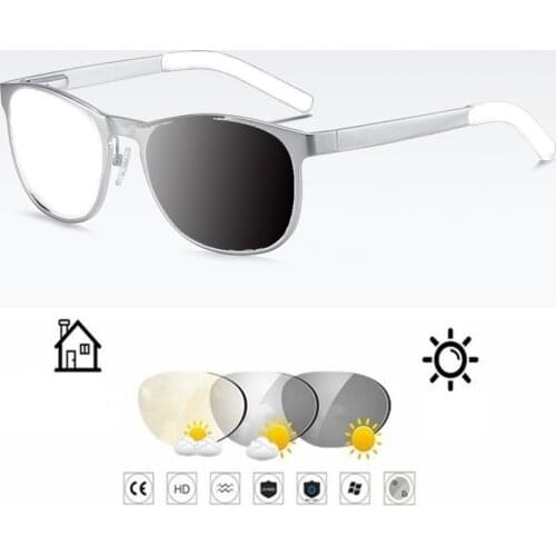 Al-mg Alloy Round Ultralight Photochromic Grey Reading Glasses +0.75 +1 +1.25 +1.5 +1.75 +2 +2.25 +2.5 +2.75 +3 +3.25 To +4