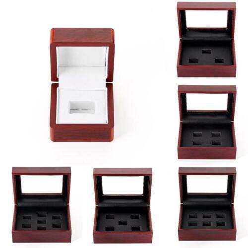 Organization New Storage Boxes Wooden Display Box for World Series Cup Championship Ring 1/3/4/5/holes