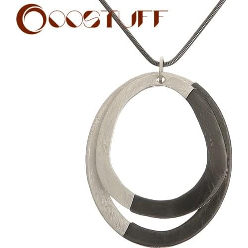 Gold Silver Color Circles Necklace with Suspension Pendants Statement Collar Fashion Jewelry for Women Long Chains Accessories