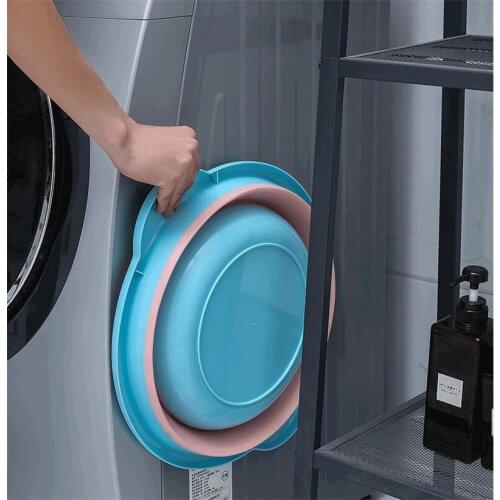 Pink Blue Portable Folding Wash Basin Travel Basin Household Clean Bowl Middle Size PP Bathroom Basin Traveling Camping Bowl