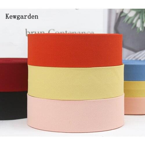 Kewgarden 1.5" 1" 3/8" 10 25 40mm Soild Color Twill Fabric Layering Cloth Ribbon Handmade Tape DIY Bow tie Accessories 10 Meters
