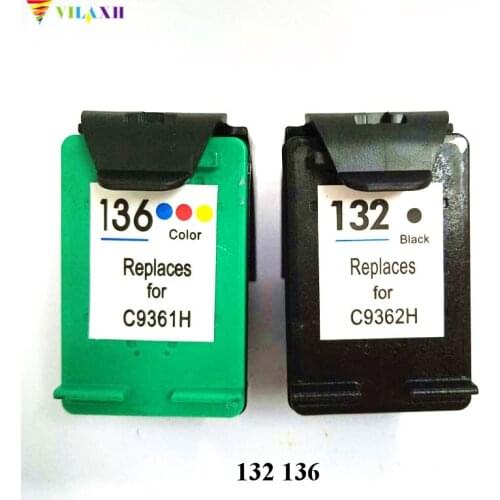 Vilaxh 132 136 Compatible Ink Cartridge Replacement for HP 132 136 for Photosmart C3100 C3183 1513 Officejet 6213 5443 Printer