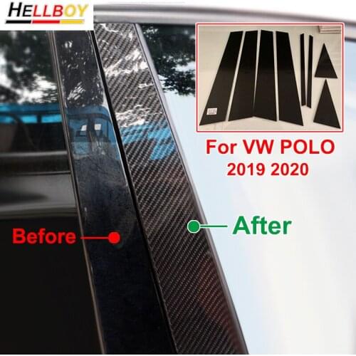 Car Styling For Volkswagen VW POLO 2019 2020 Car Door Window B Pillar Cover Trims Decorative Decal Sticker Protector Film