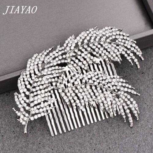 Rhinestone Feather Hair Comb Hair Accessories Women Bridal Hair Comb Ornaments Wedding Hair Comb Accessories Women Headpiece