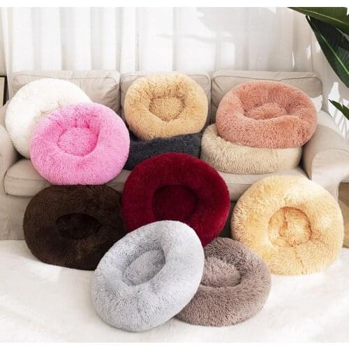 14styles Super Soft Dog Bed Round Washable Long Plush Dog Kennel Cat House Velvet Mats Sofa For Dog Chihuahua Dog Basket Pet Bed