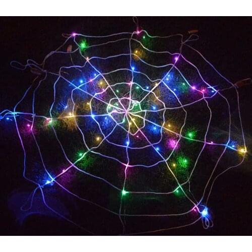 LED Halloween Spider Web String Lights Ghost Festival Scary Cobweb Ceiling Light Halloween Lights Yard Garden Outdoor Decoration