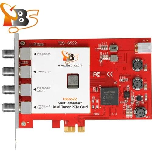TBS6522 DVB-S2/S DVB-C DVB-T/T2 and ISDB-T Dual Tuner PCI-e Card for receiving free channels from 2 frequencies