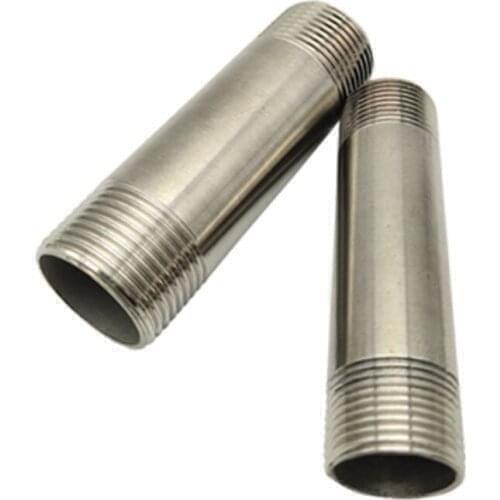 1pcs DN50x100mmx5mm Lengthened Double-Headed External Threaded Welding Extension Pipe Joint Anti-Corrosion 304 Stainless Steel