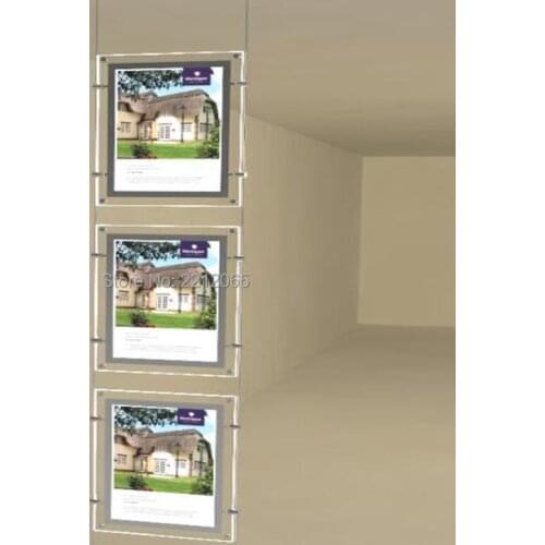 Pack/3units) A3 Ultra Slim Double Sided Ceiling to Floor Wire Cable Kit for Art,Gallery,Picture or Signage,Ads