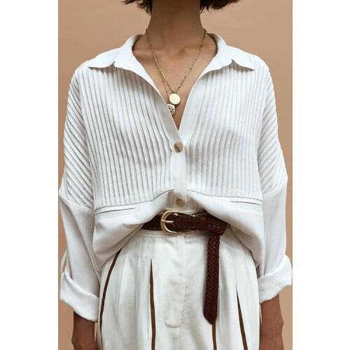 Women White Cotton Blouses Loose Long Sleeve Casual Shirts Tops Original Quality 2021