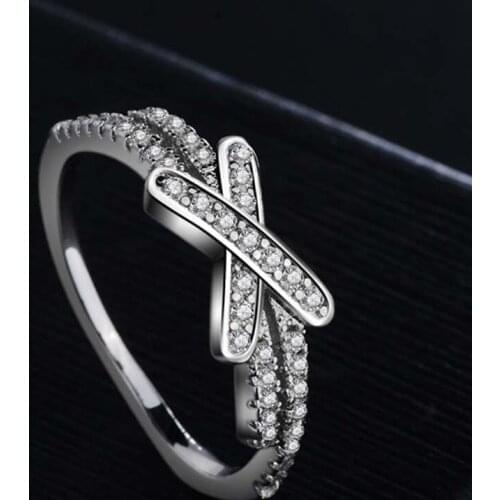 WYJZY New popular X-shaped zircon ring ladies classic jewelry 100% new quality fashion ladies jewelry anniversary ring