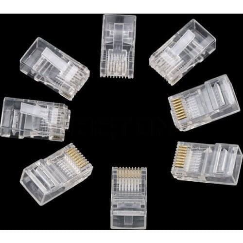 10/20pcs Gold plated RJ45 Cat5e Plug Terminals utp Unshielded Modular CAT5e Network Plug Network Connector Metal Cable Modular