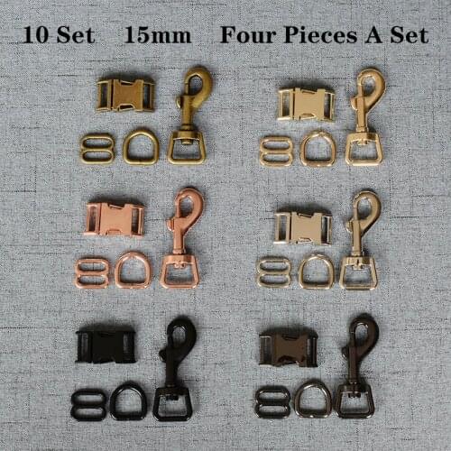 10 Sets 15mm Metal D Ring Snap Hook Adjustable Release Buckle DIY High Quality Hardwa Dog Collar and Leash Accessories 4JT15mmB