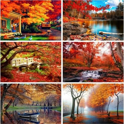EverShine Diamond Mosaic Full Square Drill Forest Cross Stitch Diamond Painting Landscape Handicraft Autumn Bead Embroidery