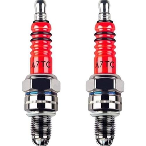 AU04 -Pack of 2 Racing 3 Electrode Spark Plug A7tc for 50cc 110cc 125cc 150cc Atv Scooter Dirt Bike Go Kart