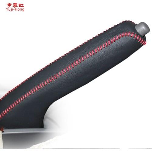 Yuji-Hong Car Handbrake Covers Case for Nissan March Versa Note Sunny 2011 Cover Genuine Leather Handbrake Grips Black