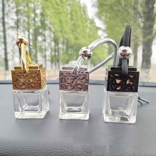 Car Perfume Pendant Fragrance Air Freshener Empty Glass Hanging Bottle Car Interior Decoration Ornament Accessories