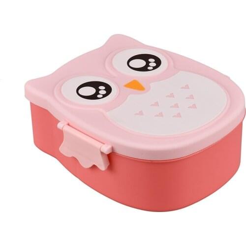 Cartoon Owl Lunch Box Two Grids Food Container Storage Box Travel Picnic Portable Bento Box Refrigerator Food Organizer G2