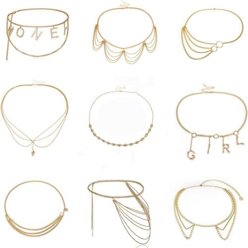 Summer Beach Multilayer Gold Color Belly Chains Vintage Coin Pendant Harness Body Chains Luxury Women Dress Waist Chain