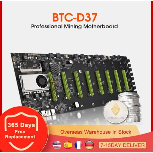 BTC S37 D37 T37 Mining Motherboard 8 Port PCIE X16 for GPU Graphics Card SODIMM DDR3 1066 1333 1600mhz BTC ETH Bitcoin Miner