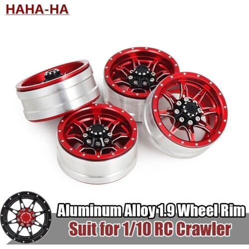 4pcs Metal 1.9 Wheel Rim 7-Spoke Wheels for 1/10 RC Crawler Axial SCX10 II 90046 Traxxas TRX4 D90 TF2 Tamiya CC01 MST